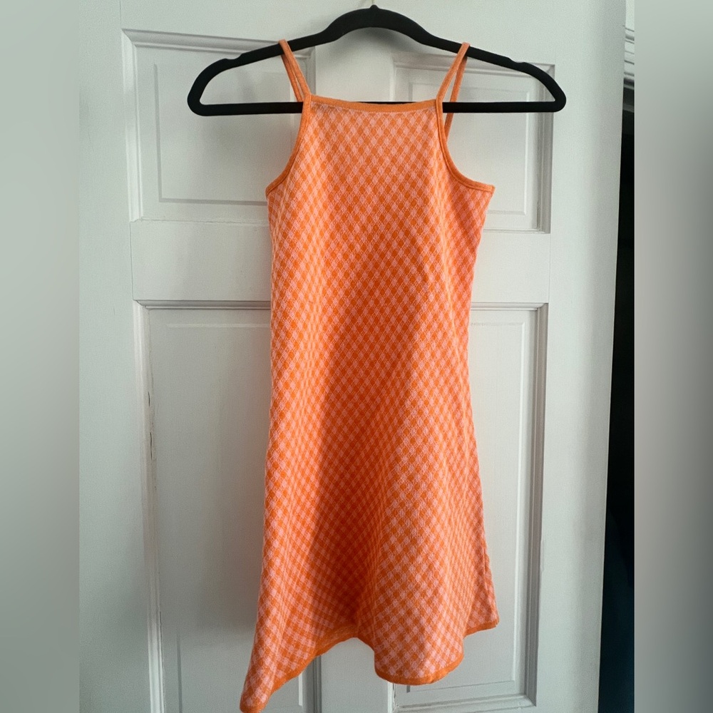 Zara Kids Orange Checkered Dress Size Girls 9-10